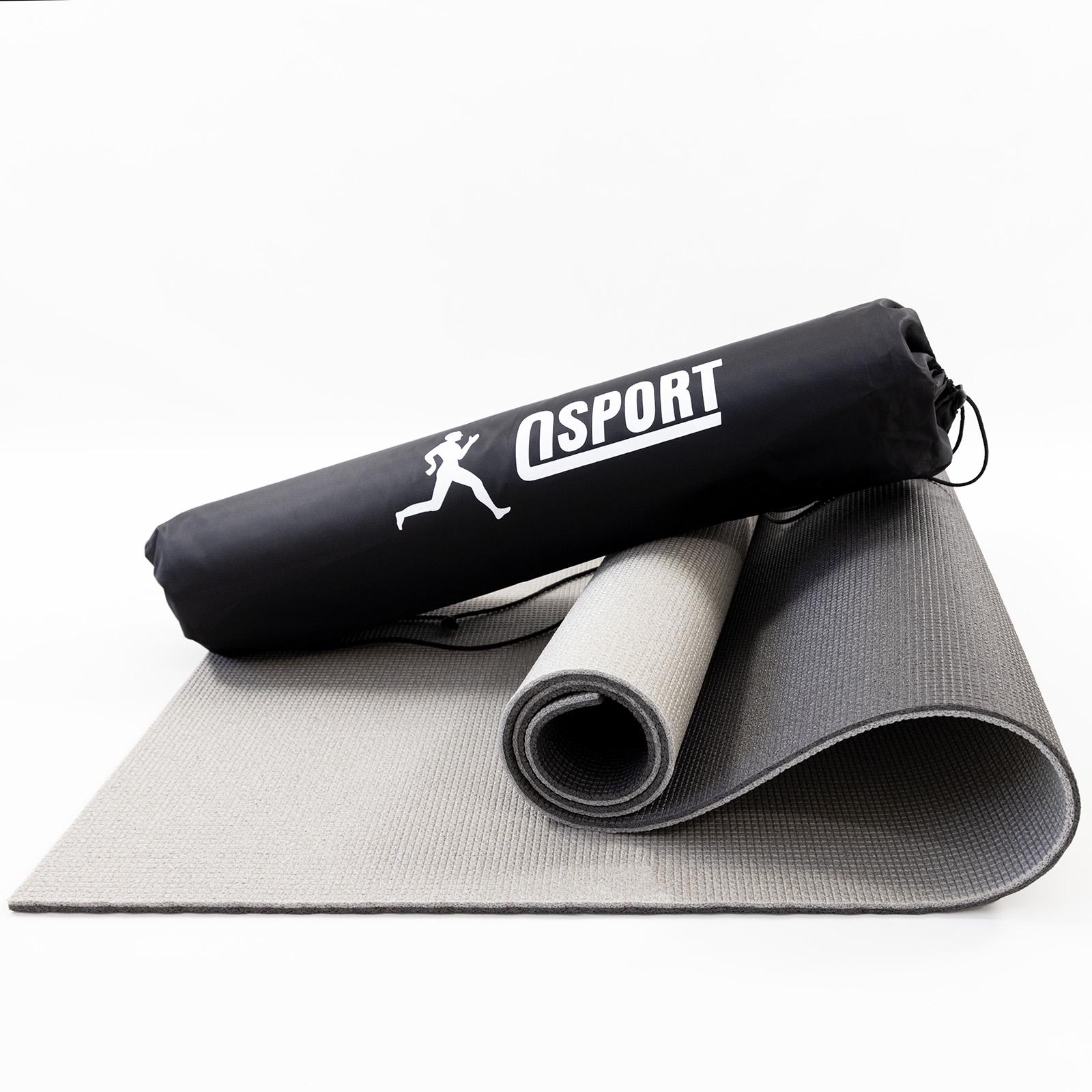 Коврик для йоги и чехол OSPORT n-0008 Спорт 8 мм Черный/Серый (21472)