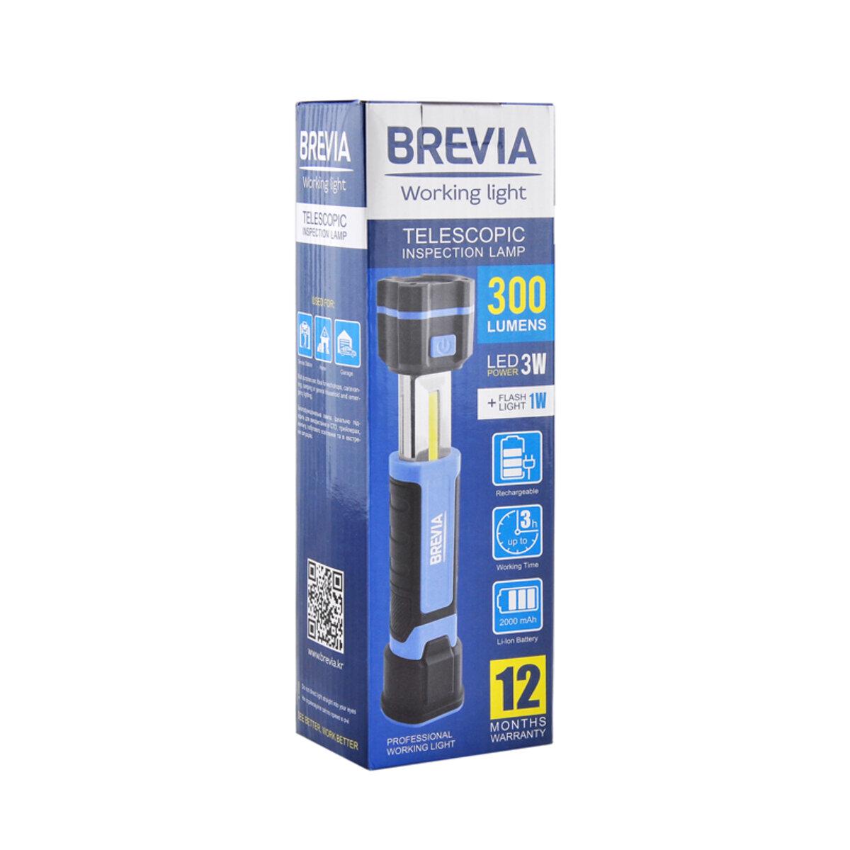 Ліхтар інспекційний Brevia телескопічний 3W COB+1W LED 300lm 2000 mAh Micro-USB (18298319) - фото 6