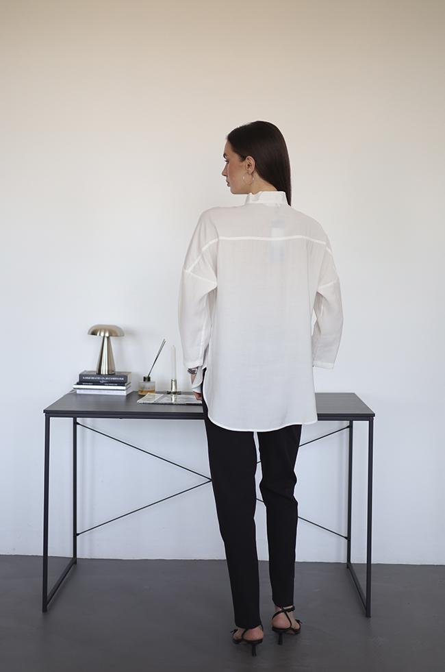 Сорочка LIpar 2962 оверсайз р. 54 Кремовий (16957464) - фото 2