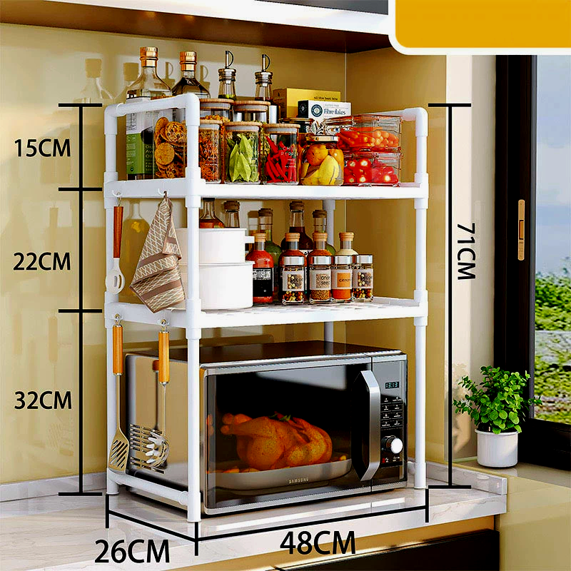 Полиця кухонна для мікрохвильовки Kitchen Racks 54x75x31 см Білий (28926846) - фото 4 Полиця кухонна для мікрохвильовки Kitchen Racks 54x75x31 см Білий (28926846) - фото 4