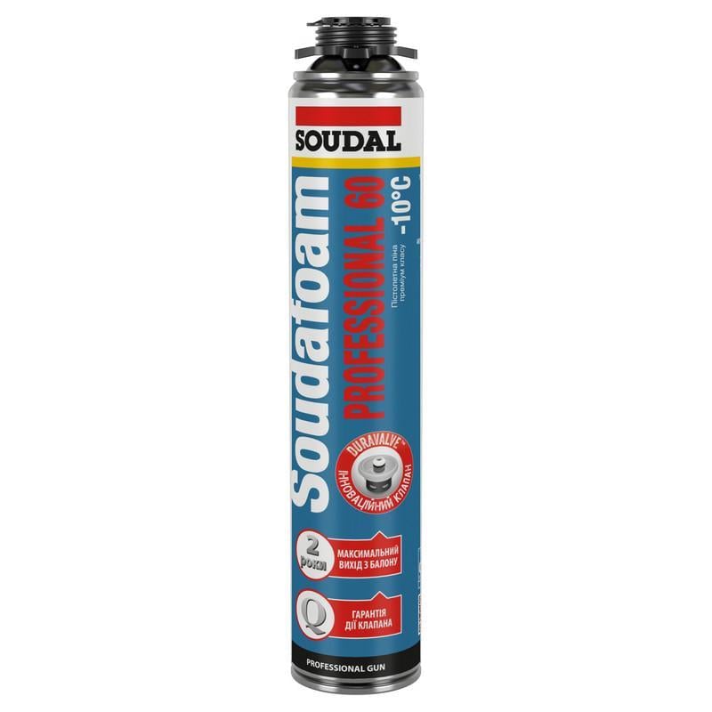 Пена зимняя монтажная SOUDAL Soudafoam Gun P60 пистолетная 750 мл 3 шт. Светло-желтый (000010000000750GK1)