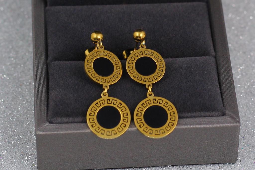 Сережки гвоздики Xuping Jewelry Круги із чорною серединкою 3,5 см Лимонний (1557018133)