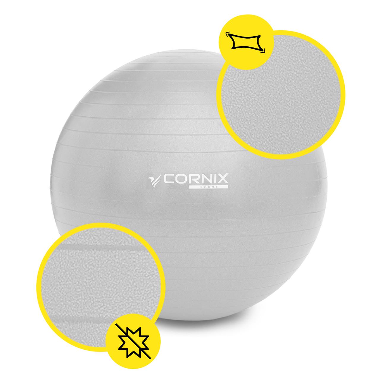 М'яч для фітнесу Cornix Anti-Burst 65 см XR-0362 Silver (2514760351) - фото 2 М'яч для фітнесу Cornix Anti-Burst 65 см XR-0362 Silver (2514760351) - фото 2