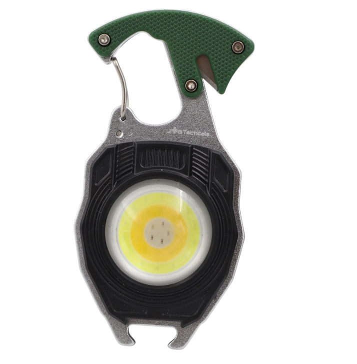 Фонарь JB Tacticals 8в1 EDC COB с зажигалкой/резаком/отверткой/свистком и открывалкой для бутылок USB-C Зеленый