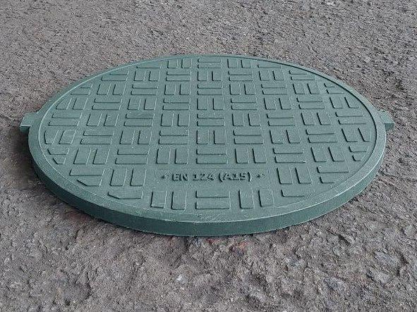 Крышка люка канализационного А15Л Евро полимерпесчаной легкой до 3 т Зеленый (10618436) - фото 3 Крышка люка канализационного А15Л Евро полимерпесчаной легкой до 3 т Зеленый (10618436) - фото 3