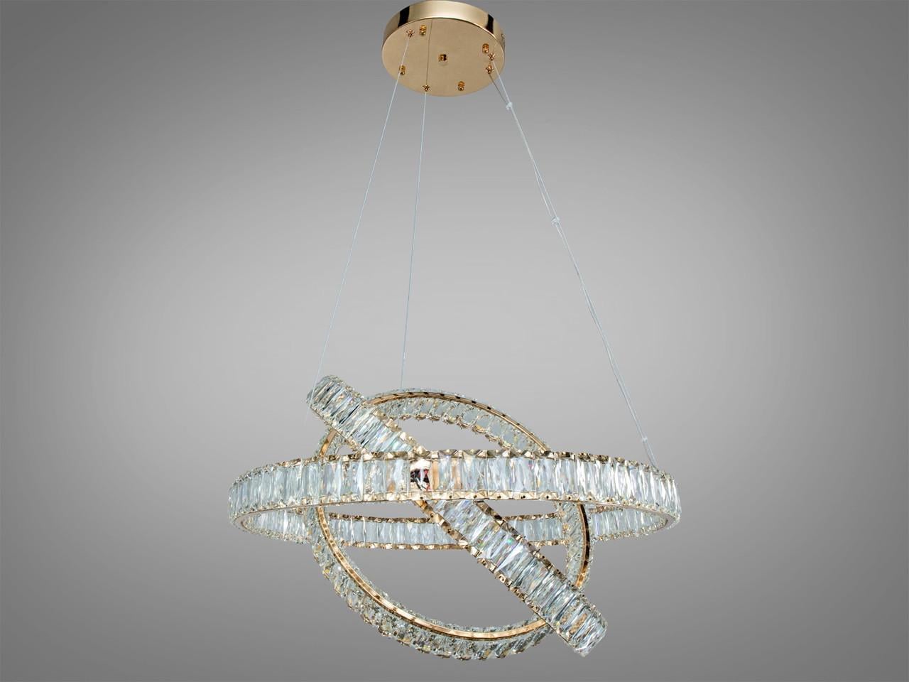 Люстра светодиодная для гостиной D8886/600G 3 кольца с пультом Золотой (2950852176)