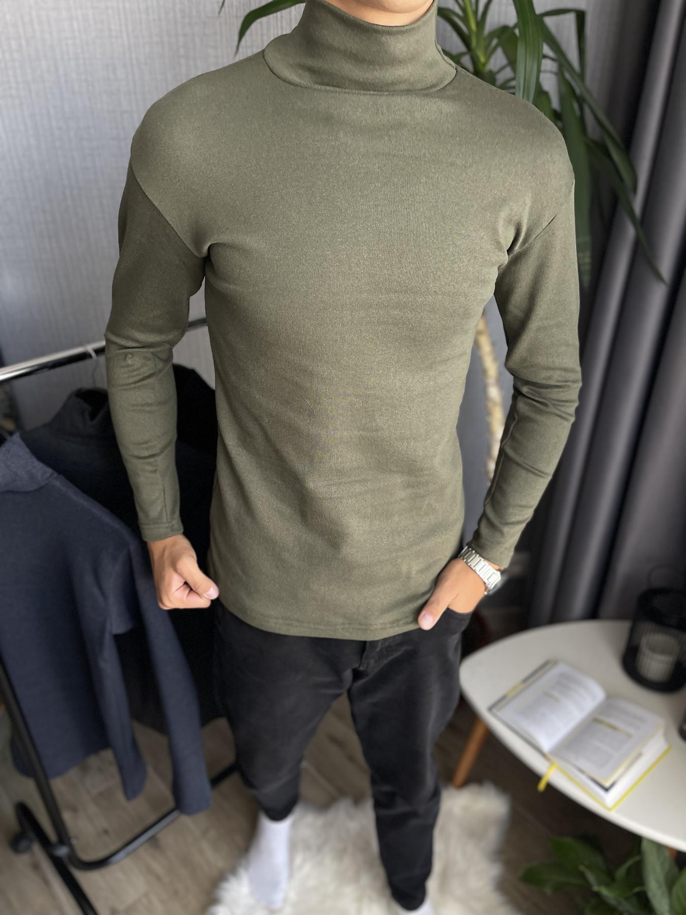 Гольф чоловічий зимовий на флісі облягаючий S Хакі (26534/3/1) - фото 5 Гольф чоловічий зимовий на флісі облягаючий S Хакі (26534/3/1) - фото 5