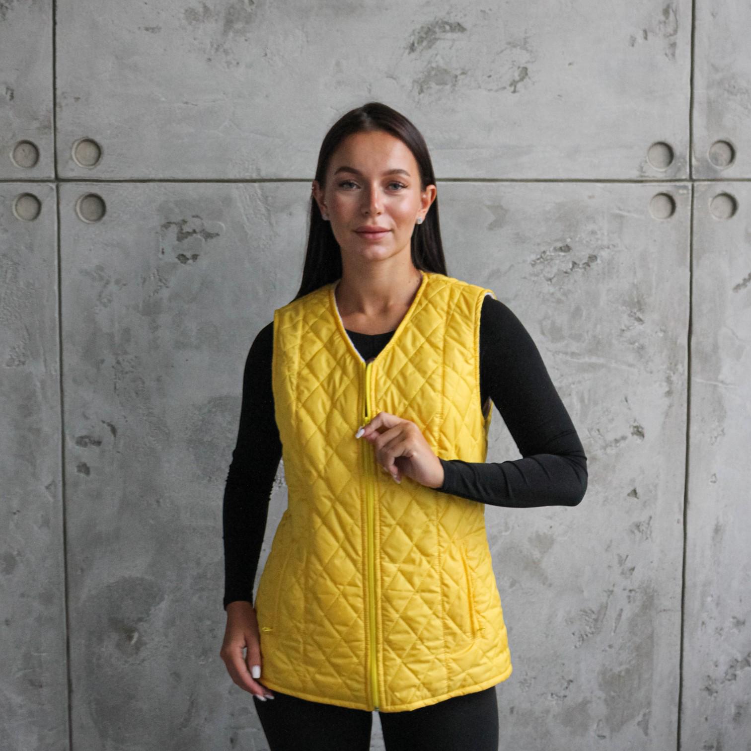 Жилет стеганый на флисе р. 48 Желтый (21051393)