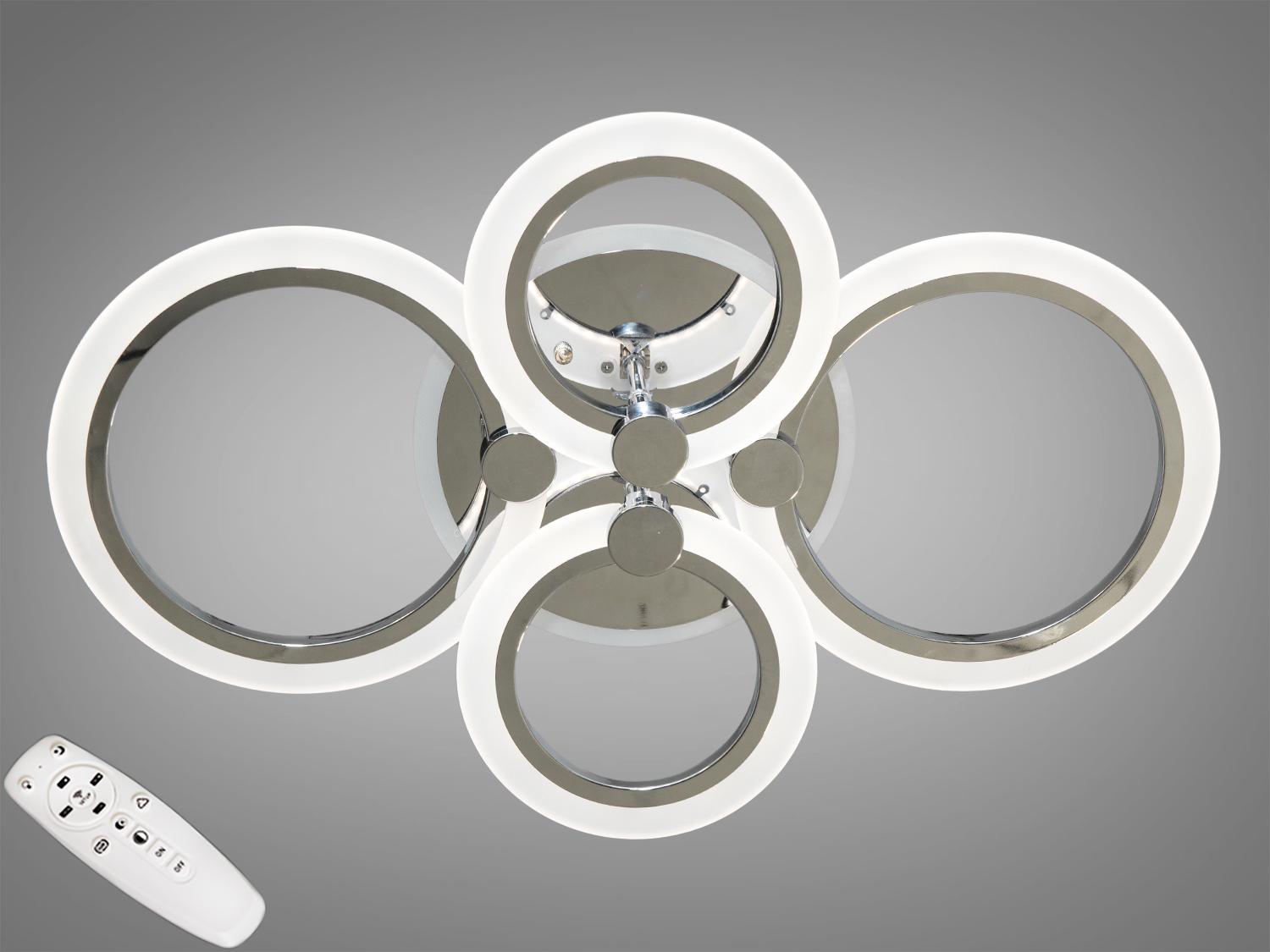 Люстра LED с диммером и цветной подсветкой 80W Хром (A8022/4HR 3col dim)