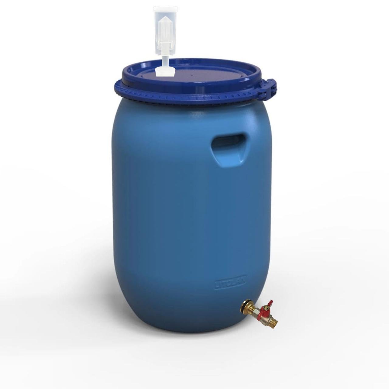 Бочка для брожения с винным клапаном U-образный и латунным сливным краном 1/2" 65 л (29636) - фото 1