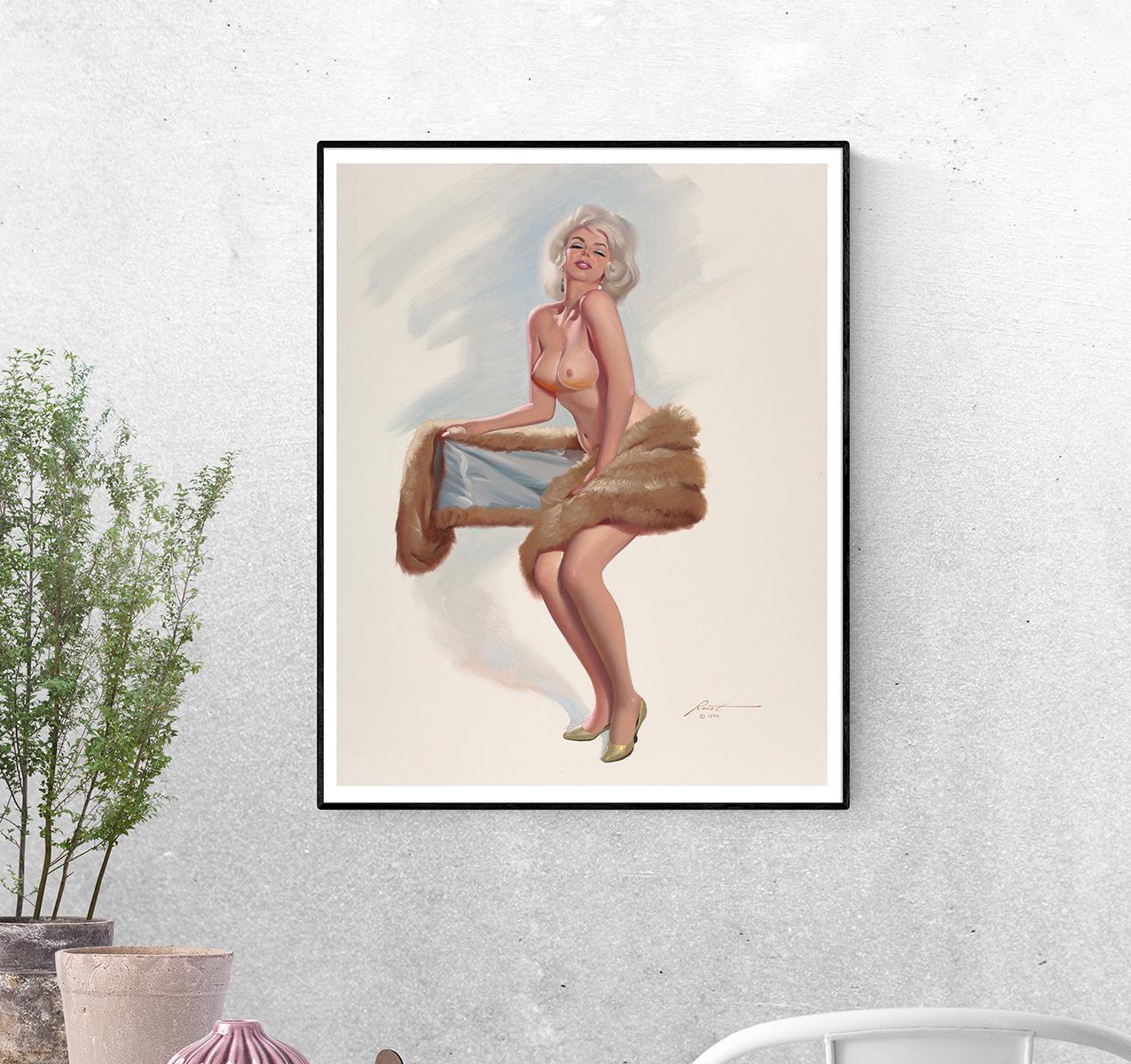 Постер Обнаженная пин-ап с мехом от Дональда Раста формат А-2 (pin_up010153_Poster)