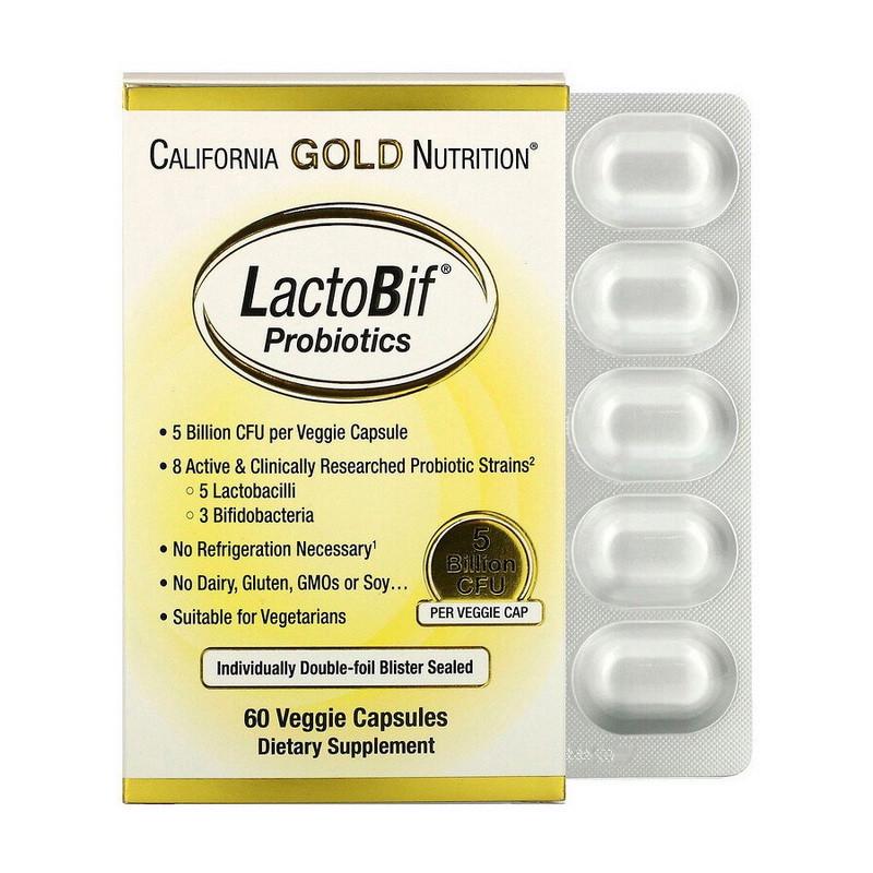 Пробіотики California Gold Nutrition LactoBif Probiotics 5 Billion 60 капс. (19117-01)