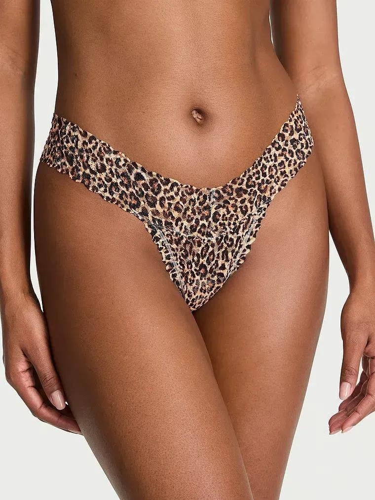 Трусики кружевные Victoria's Secret Lace Thong Panty Leo XS Леопард (27066444)