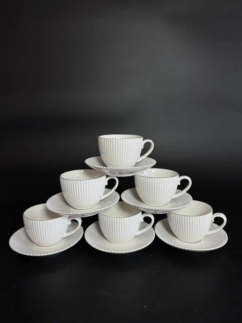 Чайный сервиз 30-4 на 6 персон 200 мл 12 пр. Белый (31870707)