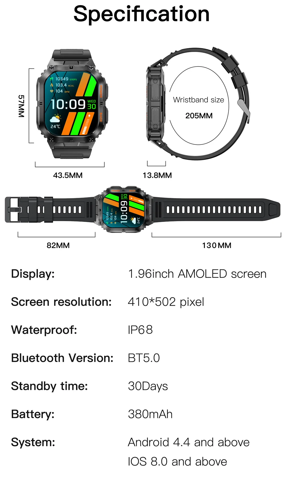 Смарт-годинник Modfit Navi Compass водонепроникний з компасом Black (20621205) - фото 6 Смарт-годинник Modfit Navi Compass водонепроникний з компасом Black (20621205) - фото 6