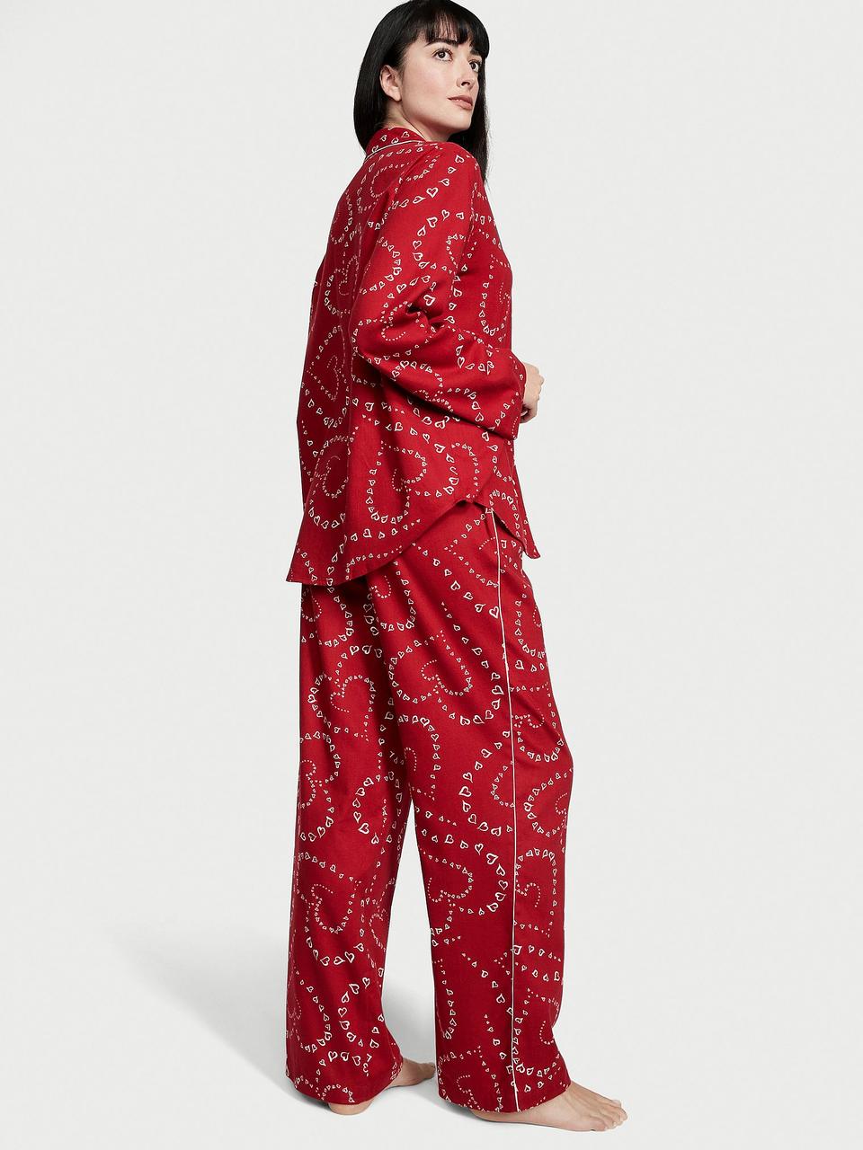 Піжама жіноча Victoria's Secret Flannel Long Pajama XS Red Swirl Heart (2150835157) - фото 2