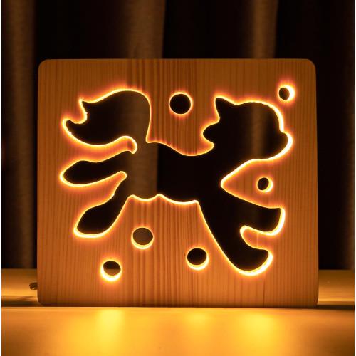 Ночник из дерева ArtEco Light LED Сказочный пони с пультом Белый теплый (1020398)