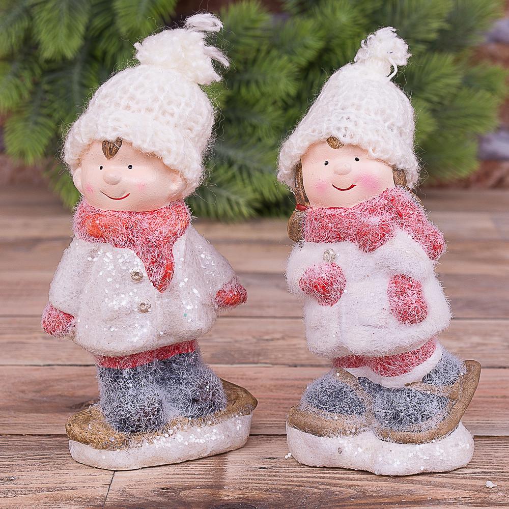 Статуэтка Детки в шарфиках 15 см Розовый (4484)