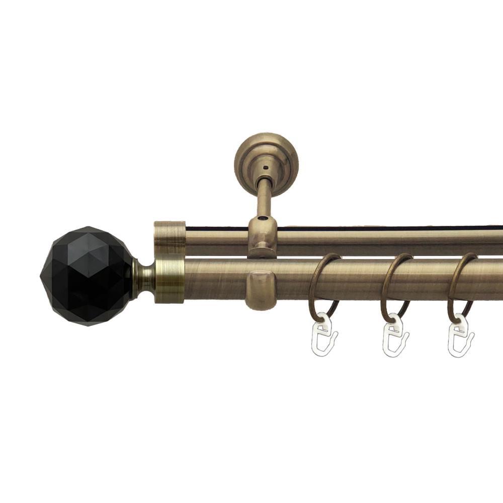 Карниз металлический Orvit Люмиера Неро двухрядный оппозитный/гладкая профильная труба/кольцо металлическое Антик 25/19 мм 300 см (00-00024423)