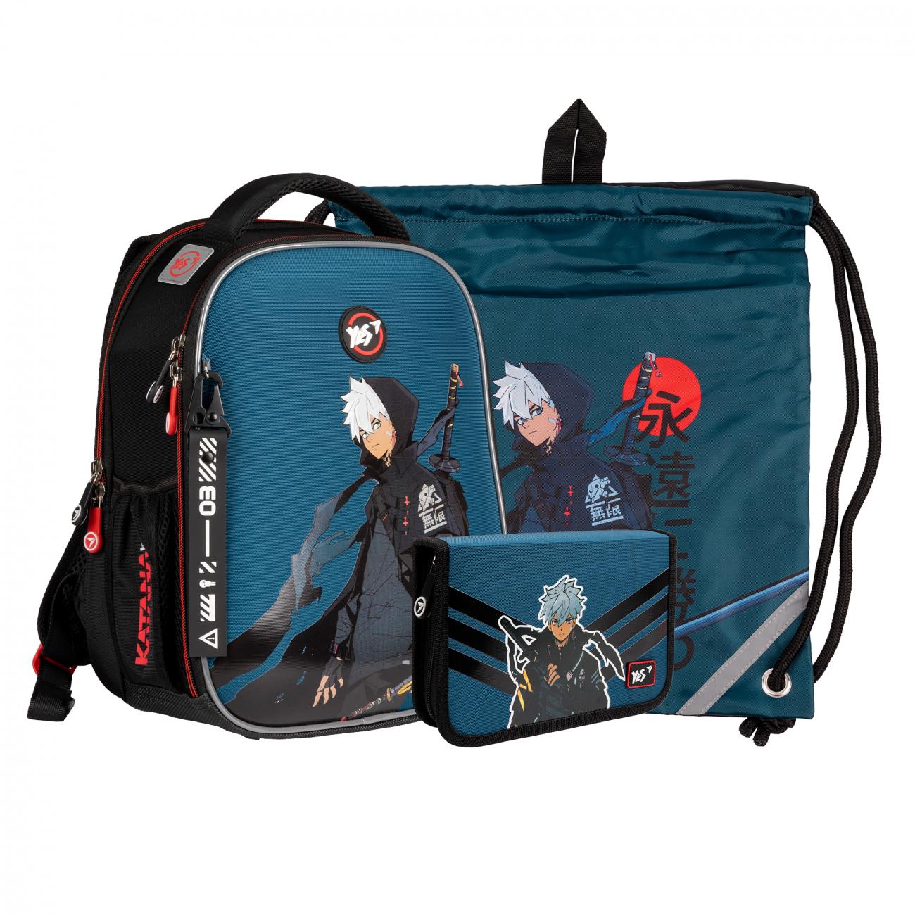 Школьный рюкзак YES H-100 Collection Katana с пеналом и сумкой для обуви (559769)