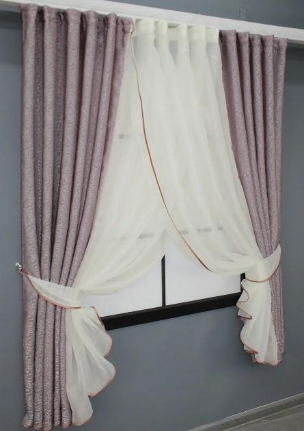 Фіранка кухонна 400х170 см Пудровий/Молочний (111к) - фото 3 Фіранка кухонна 400х170 см Пудровий/Молочний (111к) - фото 3