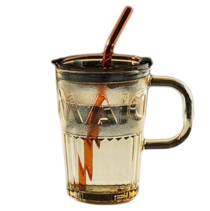 Склянка еко з термостійкого скла з багаторазовою трубочкою 400 мл Коричневий (2693105091)