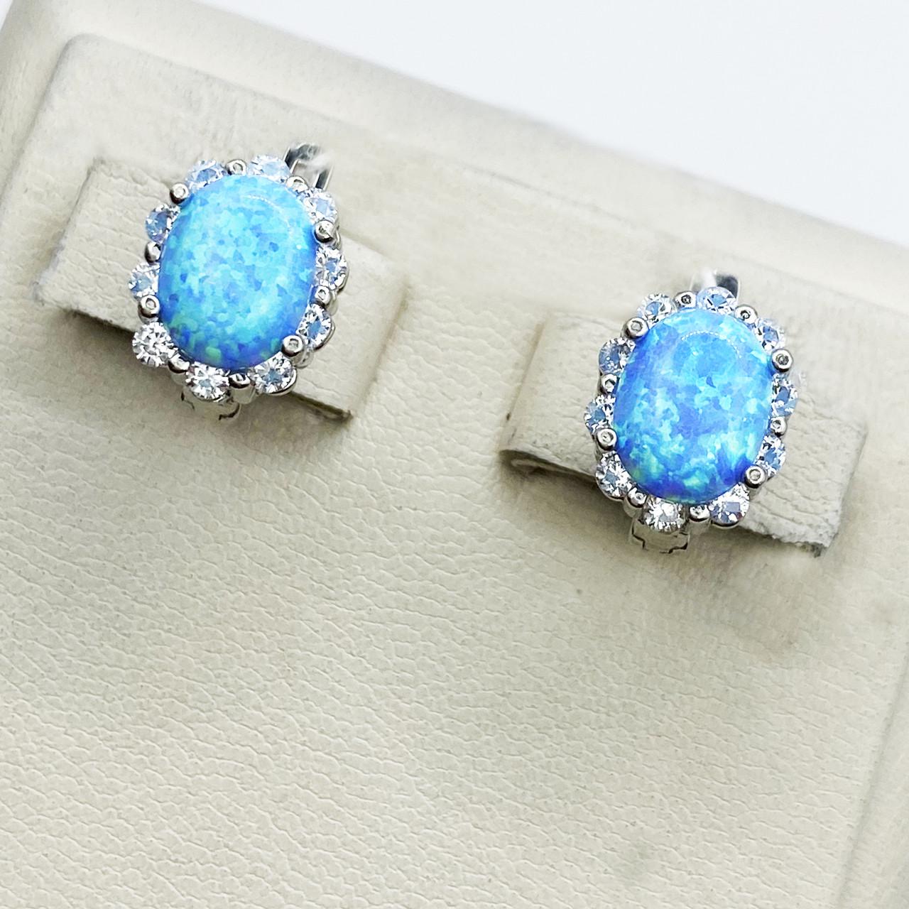Серьги серебряные с голубым опалом 4,5 г (1913378945)