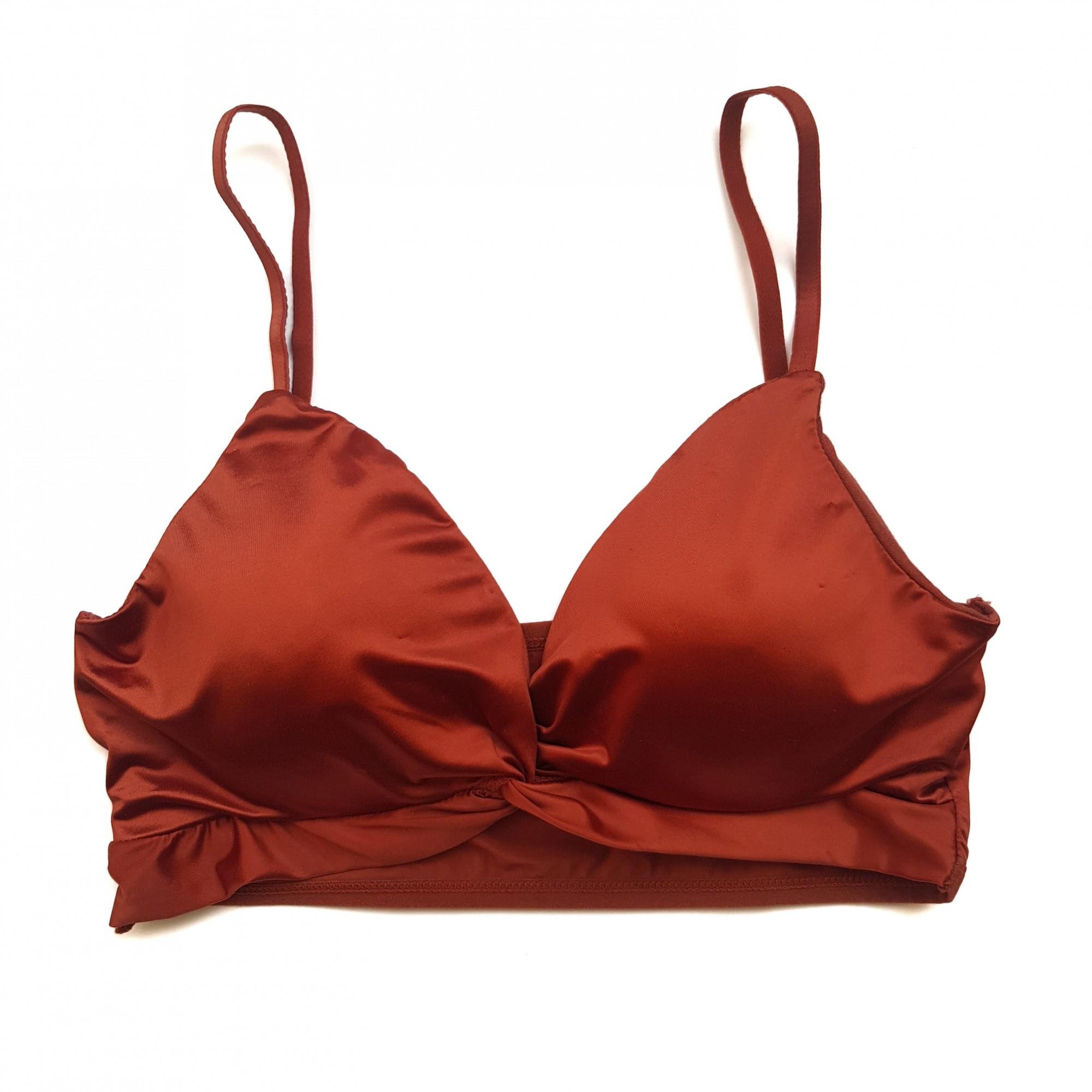 Топ женский атласный с чашечками G&N 7738 М Коричневый/Терракотовый (44)