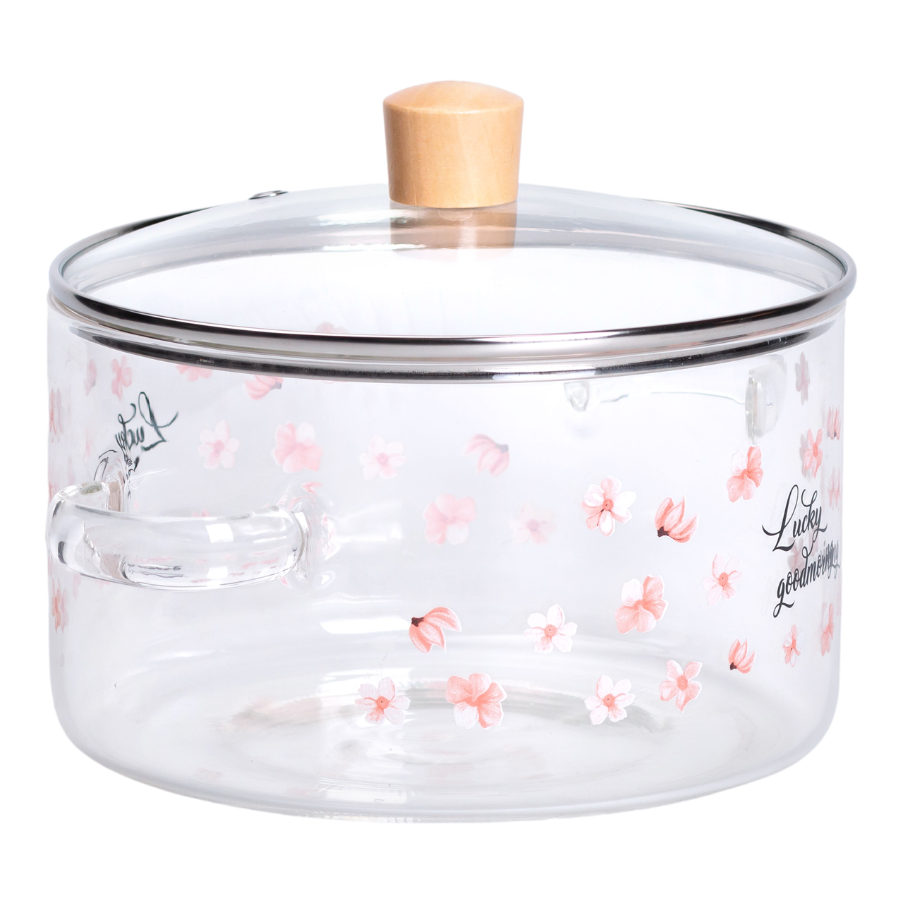 Кастрюля стеклянная HP-34-21 с крышкой жаропрочная 3,5 л Прозрачный (7334)