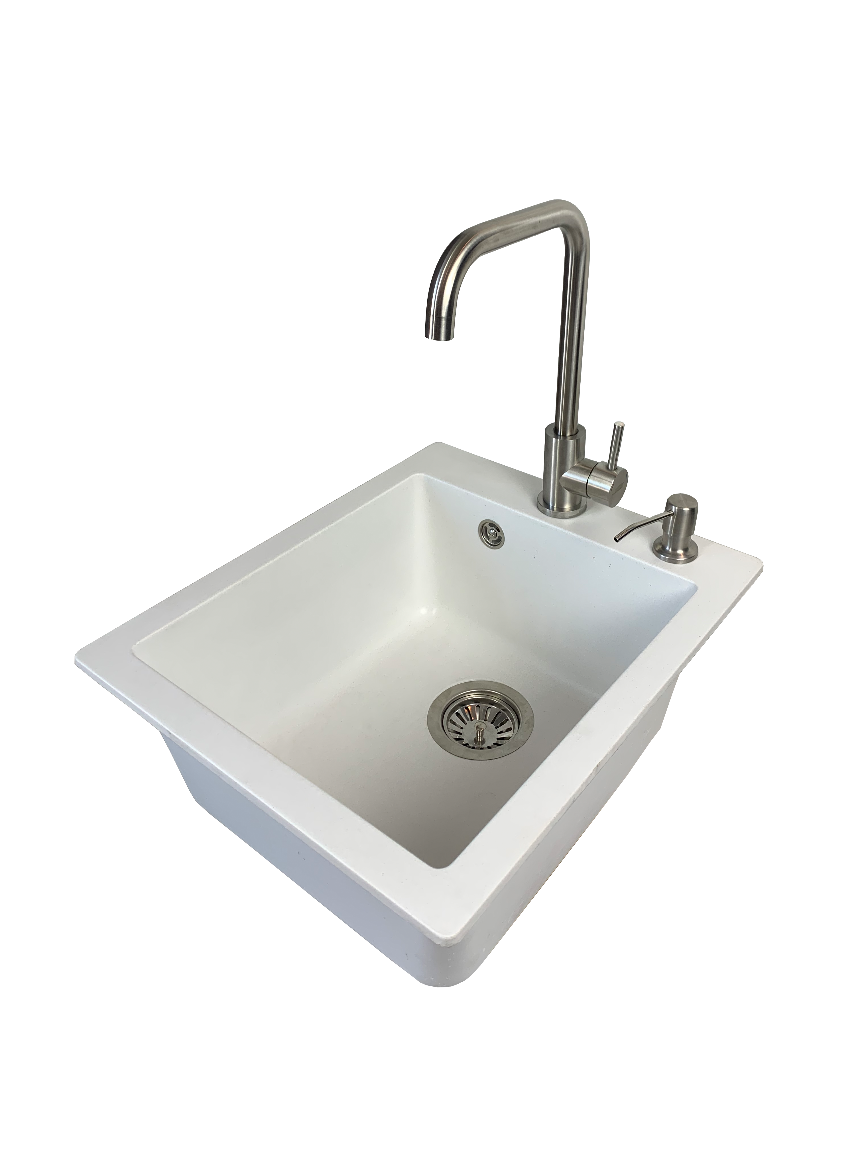 Мойка кухонная VECTOR Front 42x50 см дозатор/сифон/смеситель Белый (7f86f764)