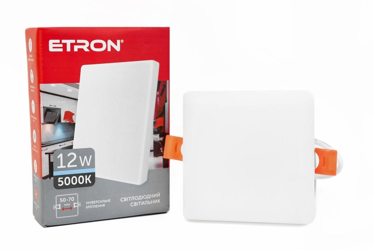 Светильник точечный ETRON 12W 5000K врезной LED квадрат 1-EDP-655 (2221395566)