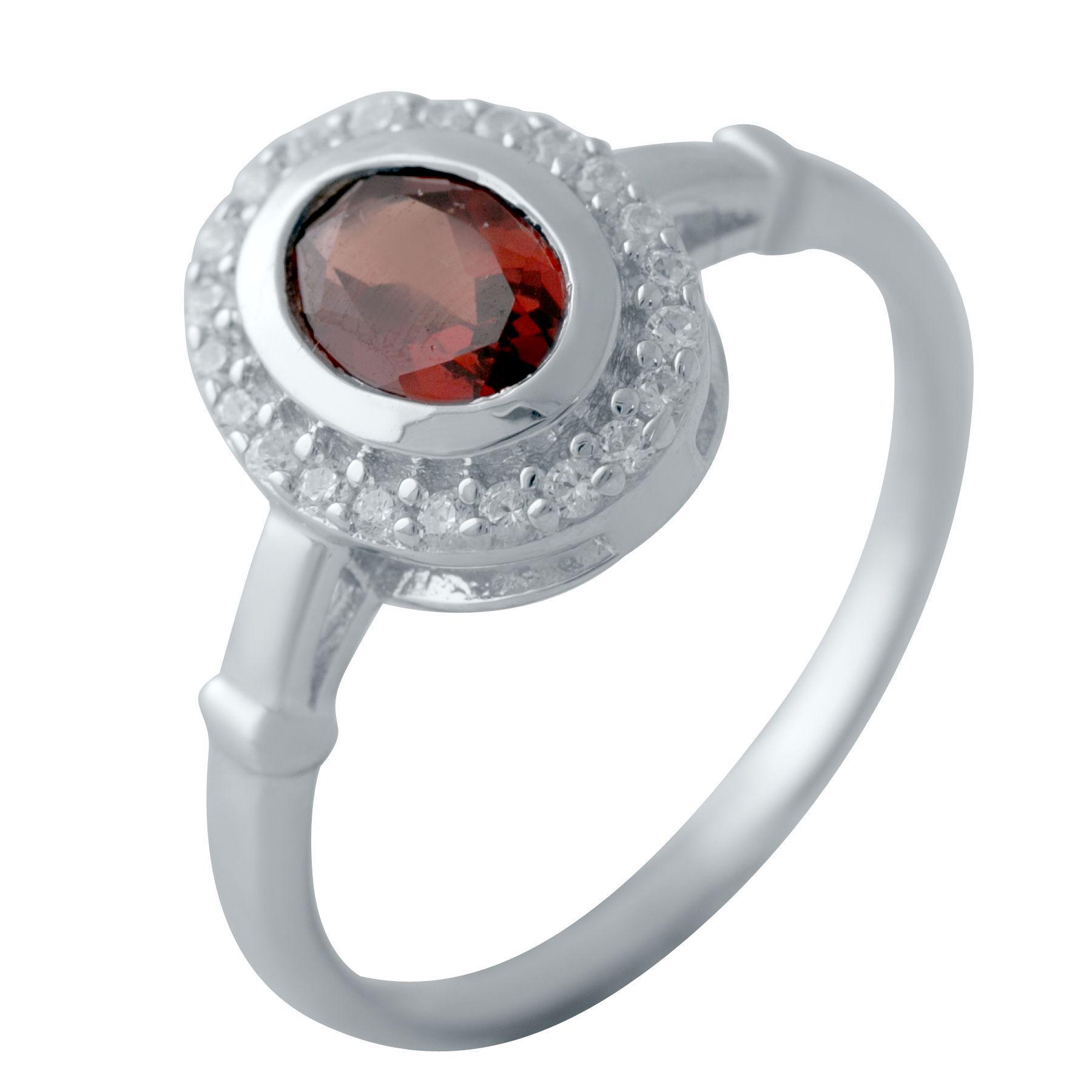 Кольцо серебряное с натуральным гранатом 1,255 ct 2,94 г р. 17,5 (1512814)