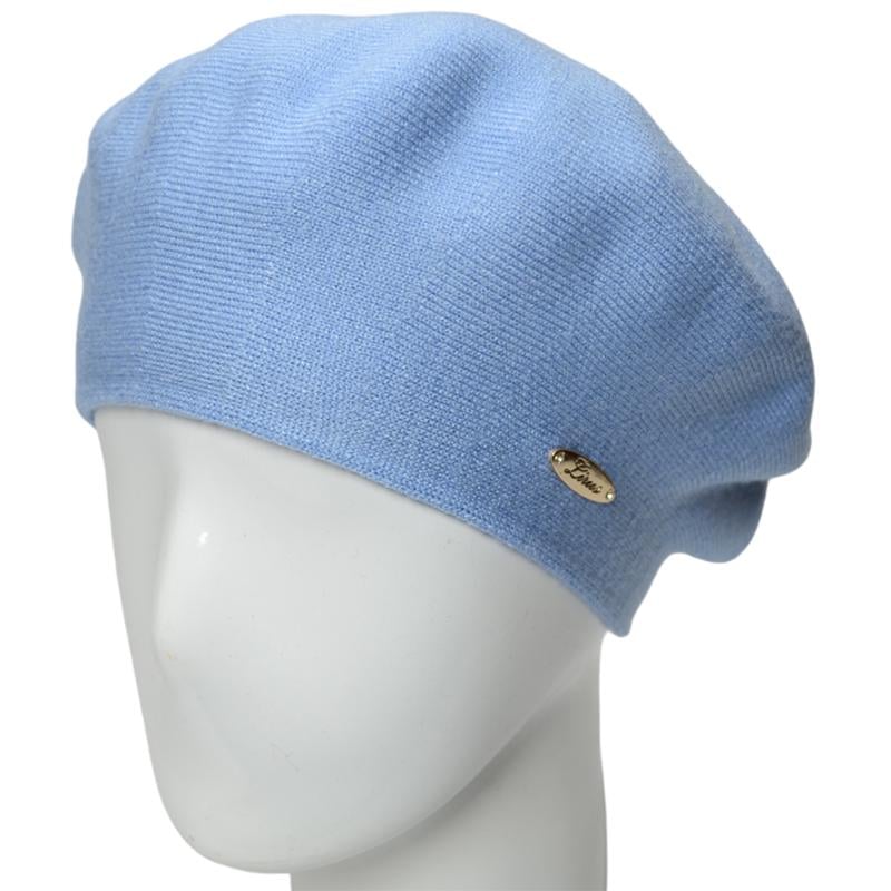 Берет женский двойной Novita Софи из вискозы теплый мягкий L р. 57-58 Светлый джинс