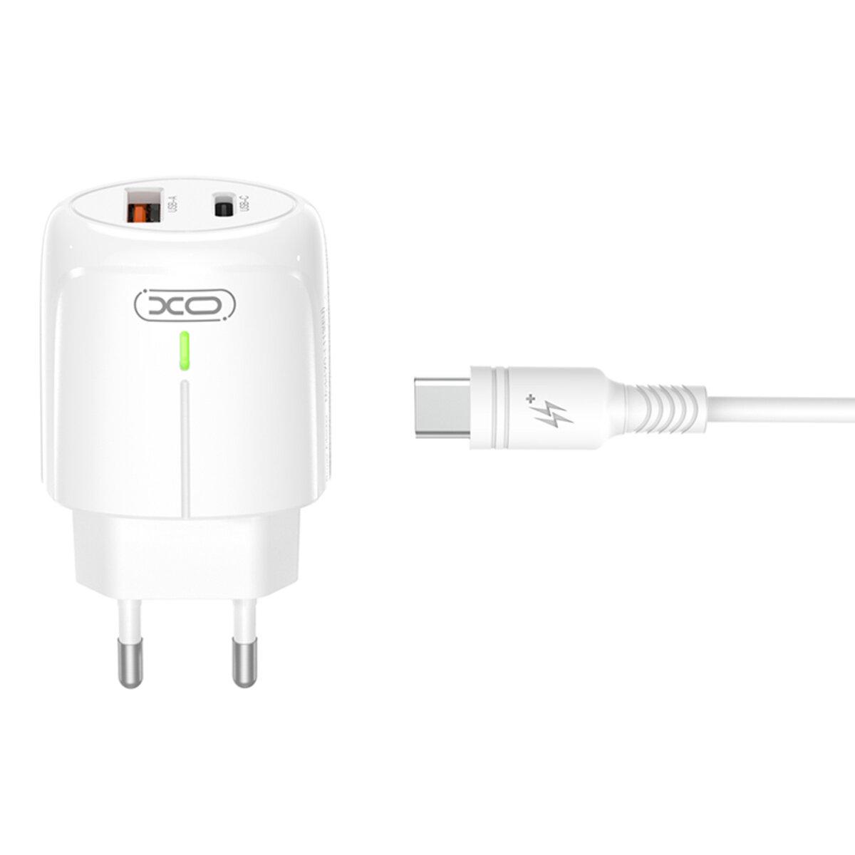 Зарядний пристрій мережевий Xo L114 PD20 W/QC18 W/Lightning кабель Білий Зарядний пристрій мережевий Xo L114 PD20 W/QC18 W/Lightning кабель Білий