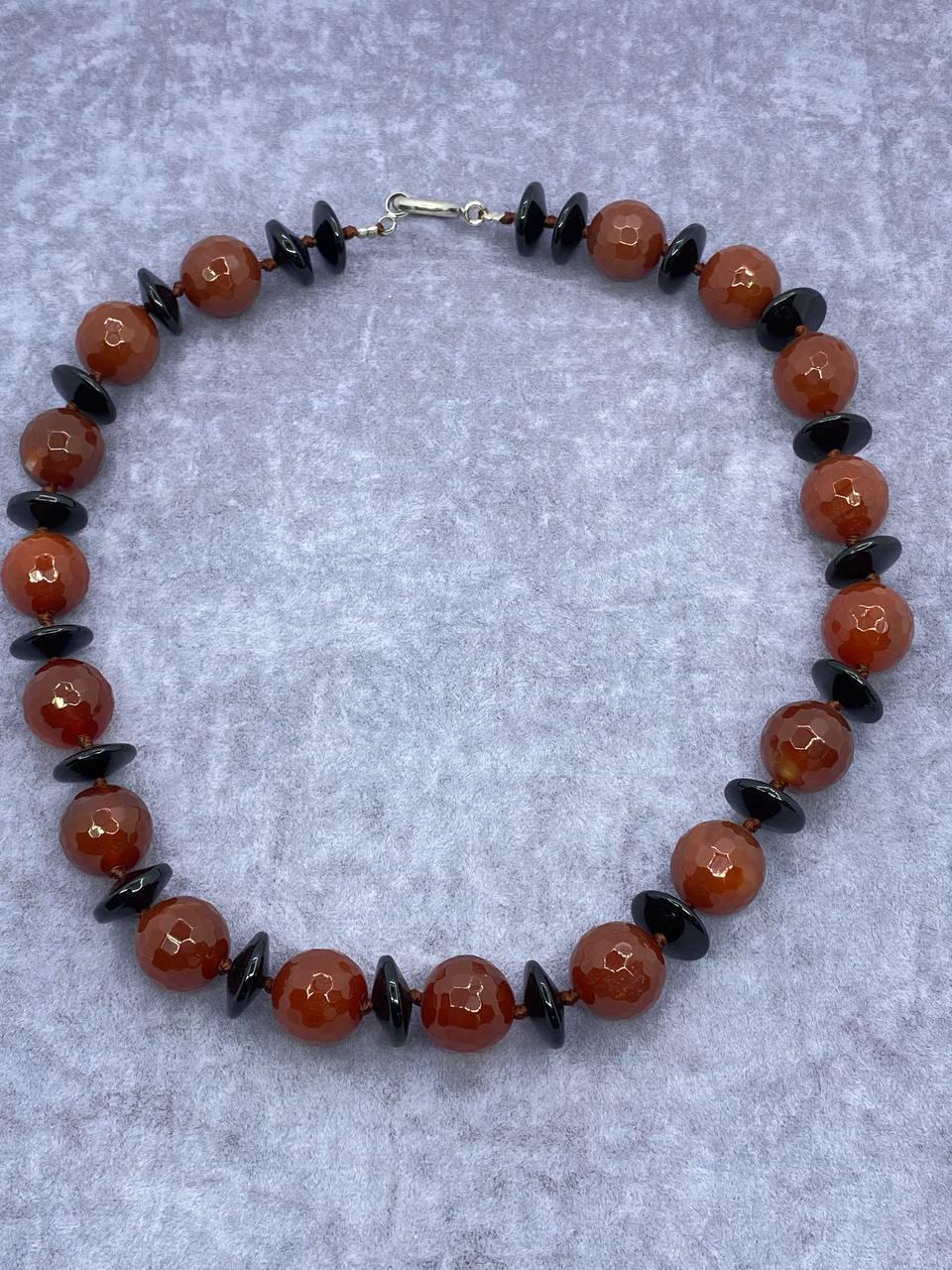 Намисто агат 46 см 15 мм Коричневий (1227)