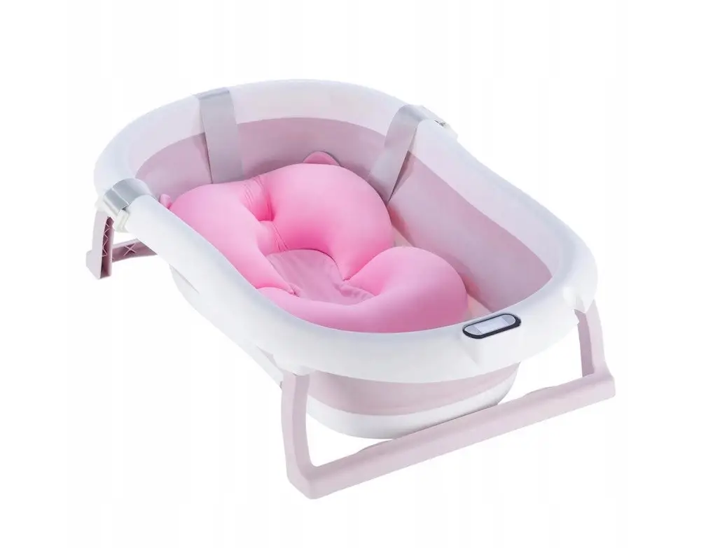 Дитяча ванна для купання складана з термометром Рожевий (45678934)