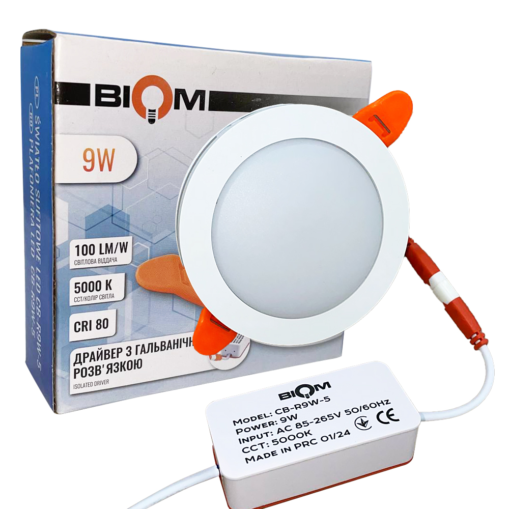 Точечный светильник Biom CB-R9W-5 LED 9W 5000К круг (2197249982)