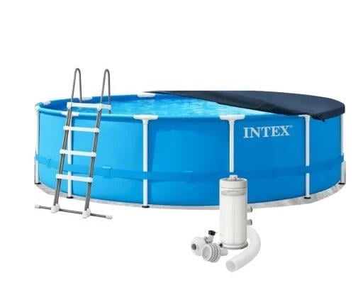 Бассейн каркасный круглый Metal Frame Intex 28242 457х122 см с картриджным фильтром/лестницей/подстилкой/тентом Синий (147-9-28242)