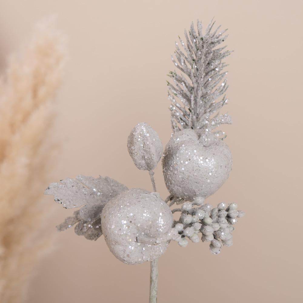 Искусственный цветок веточка с Яблоком и Хвоей Мятный (2043)