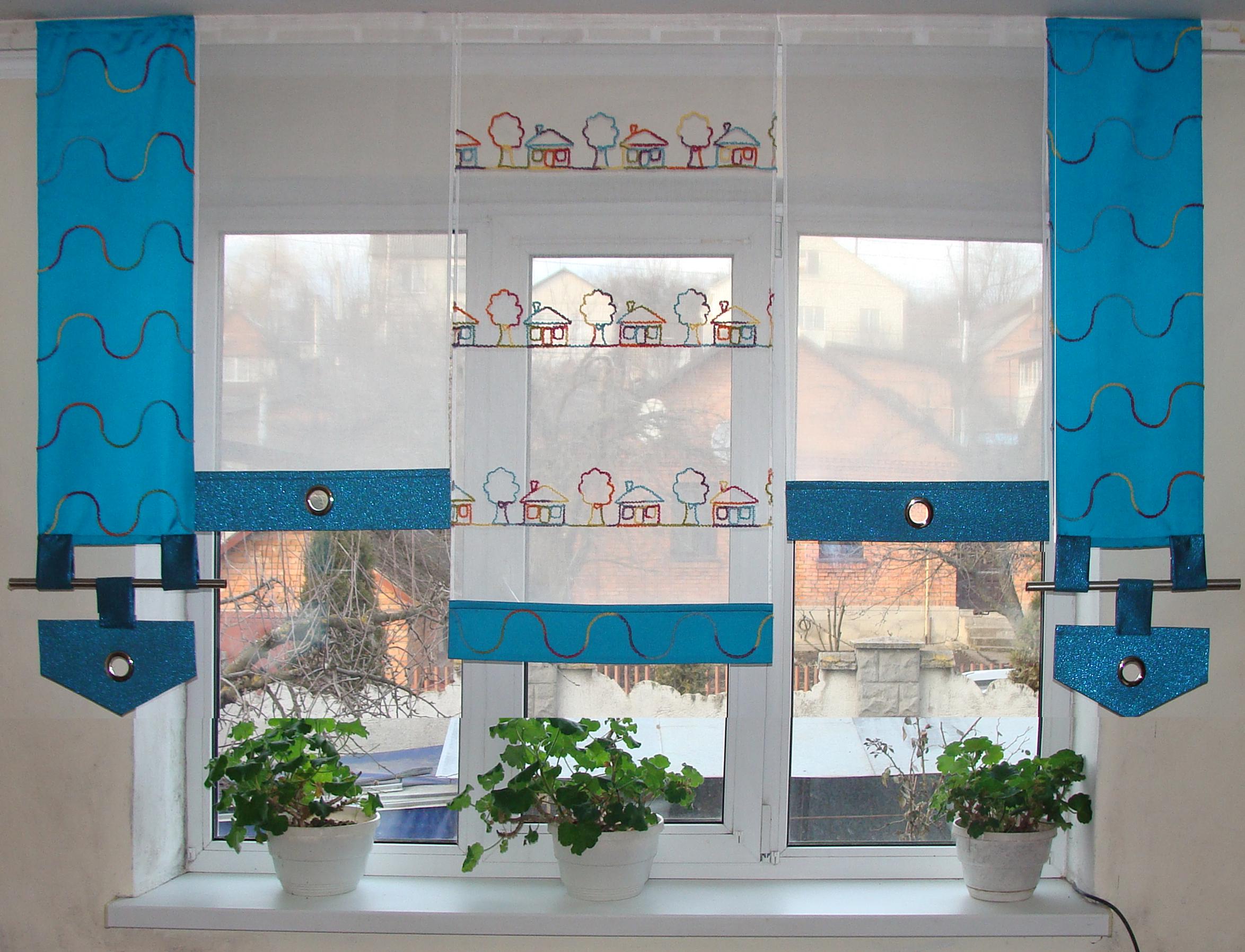 Комплект панельних занавесок Firanka Домики 200 см 5 шт. Бирюзовые (2_3п) - фото 1 Комплект панельних занавесок Firanka Домики 200 см 5 шт. Бирюзовые (2_3п) - фото 1