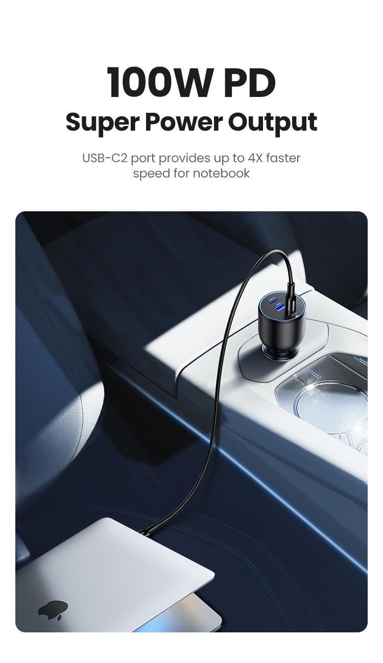 Зарядний пристрій автомобільний UGREEN 130 Вт Type-C/Type-C/USB PD3.0/QC4.0/PPS швидка зарядка Сірий (35025) - фото 11 Зарядний пристрій автомобільний UGREEN 130 Вт Type-C/Type-C/USB PD3.0/QC4.0/PPS швидка зарядка Сірий (35025) - фото 11