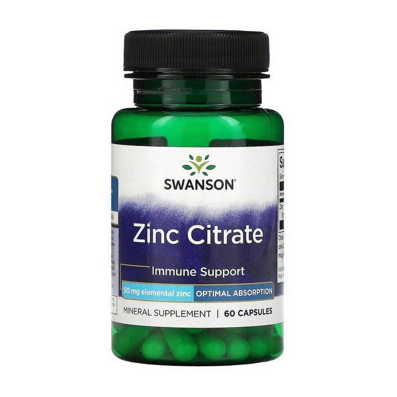 Цинк цитрат Swanson Zinc Citrate 50 мг 60 капс.