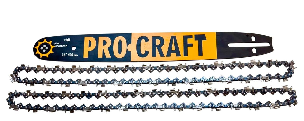 Комплект шина и 2 цепи для бензопилы ProCraft 38 см 15" 64 звена 32 зуба 0,325" 1,5 мм (35914502)