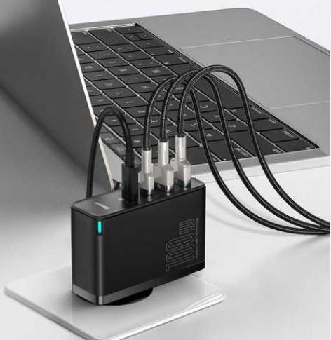 Сетевое зарядное устройство BASEUS GaN2 Pro Quick Charger 2C/2U EU 100W Black (CCGAN2P-L01) - фото 3