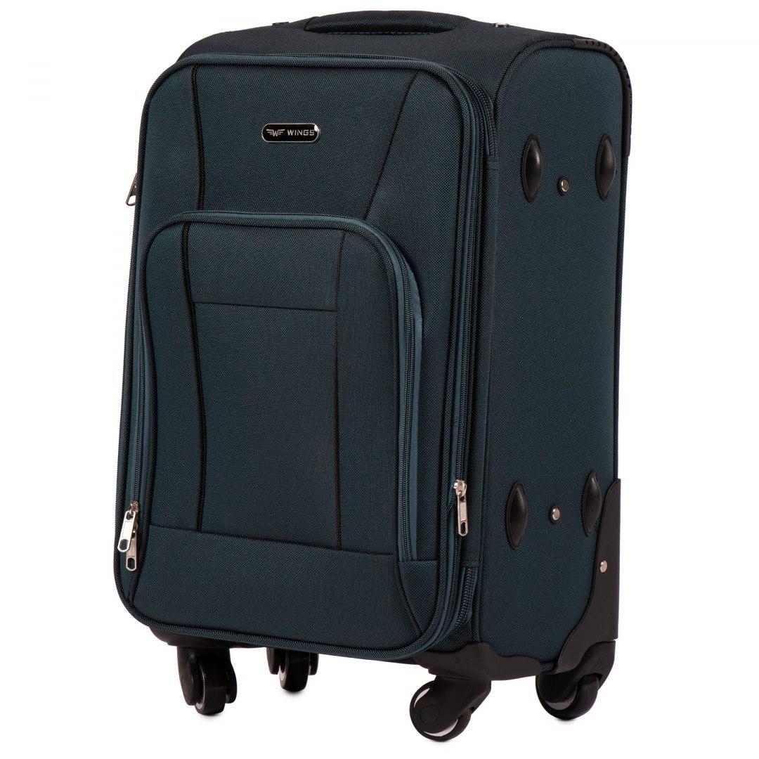 Чемодан ручная кладь Wings 1609 малый на 4 колесах 56х37х22 см Зеленый