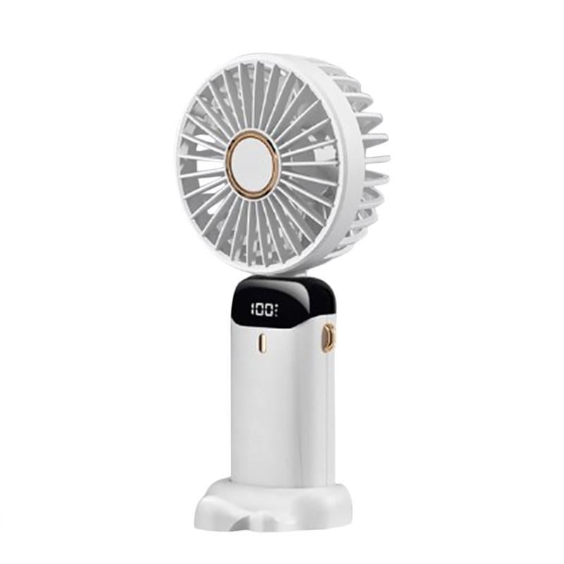 Вентилятор ручной USB YH-2 с LED-экраном аккумулятор 18650 Белый (10036)