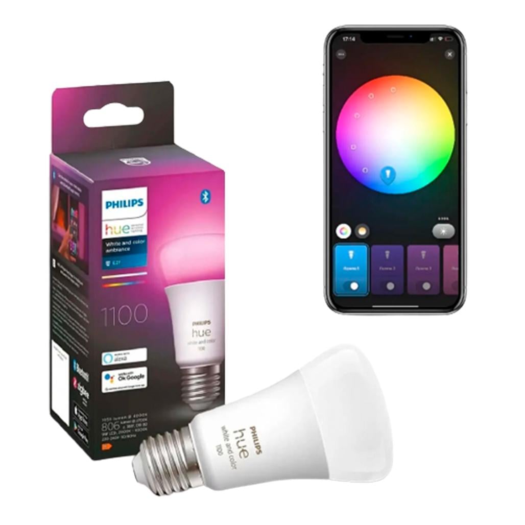 Светодиодная лампа Philips Hue E27 White and Color 1100лм 75Вт 9W ZigBee, Bluetooth, Apple HomeKit (929002468802)