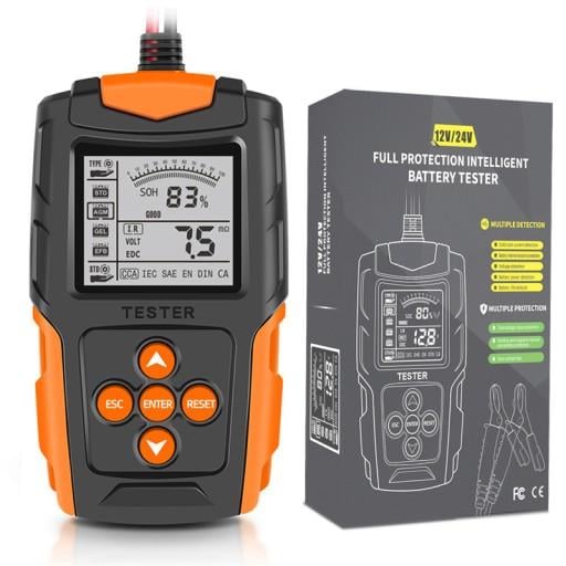 Тестер акумуляторних батарей FOXSUR FBT-200 12V/24V 3-200Ah Жовтий (2292597045)