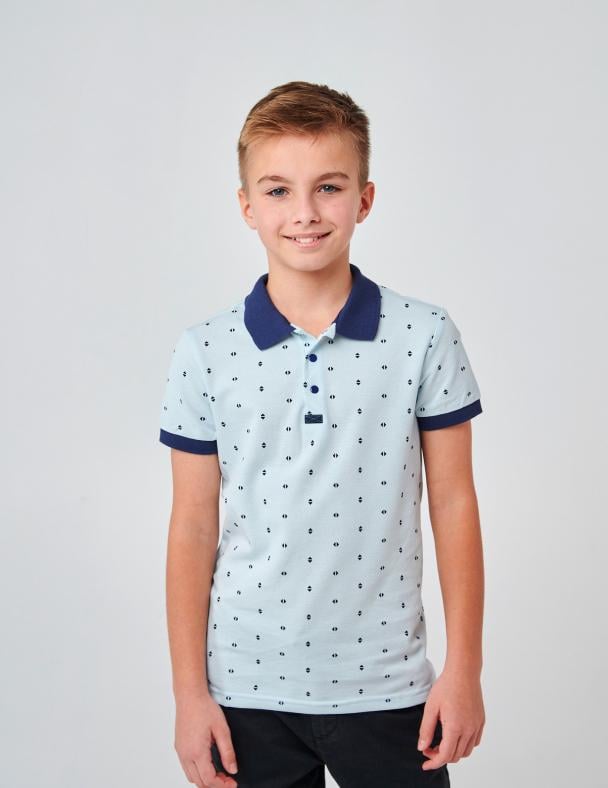 Футболка-поло для мальчика Smil Лакоста рисунок на голубом 140 см (114112)