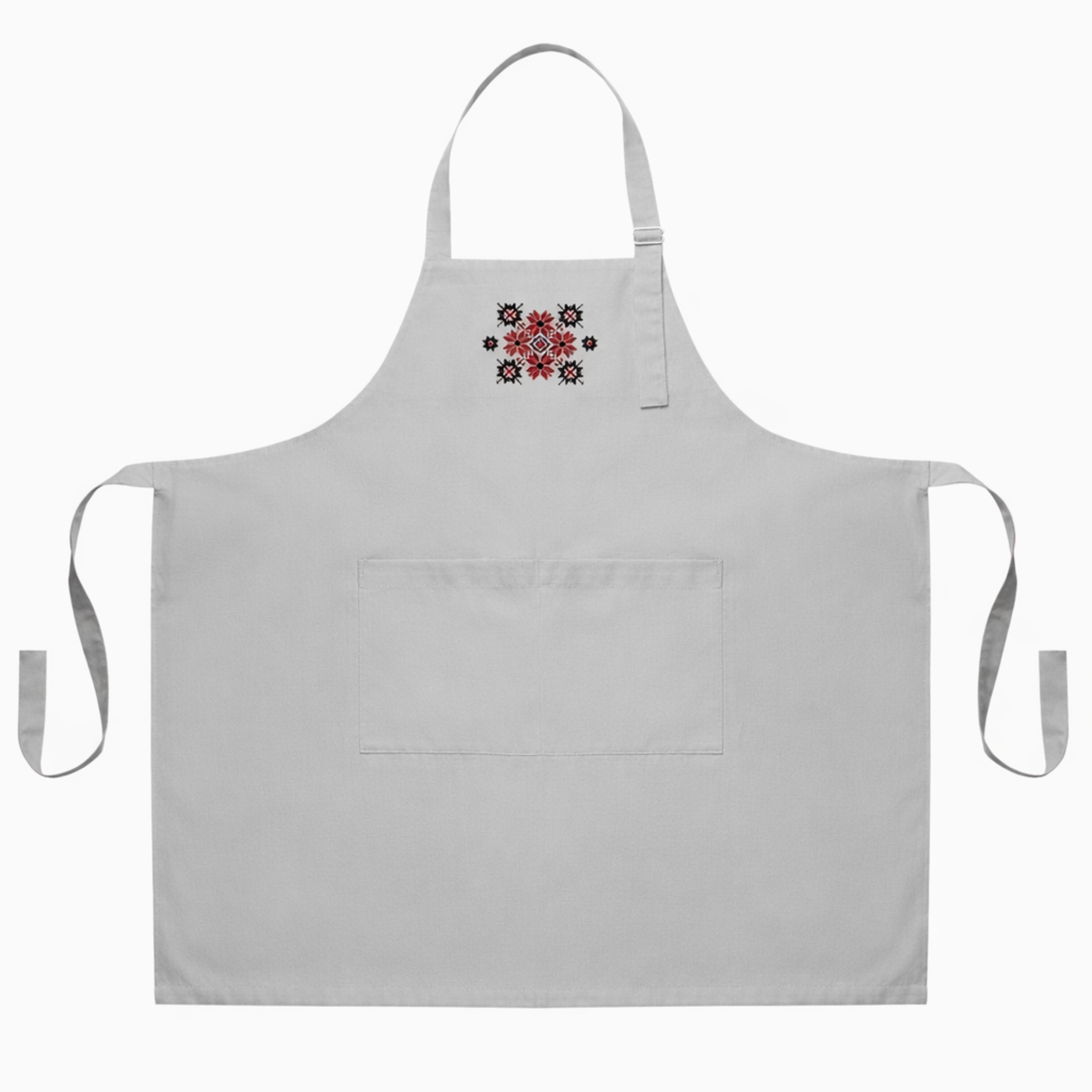 Фартух для кухні IDEIA з вишивкою та карманом з захистом від плям бавовна Сірий (27435)